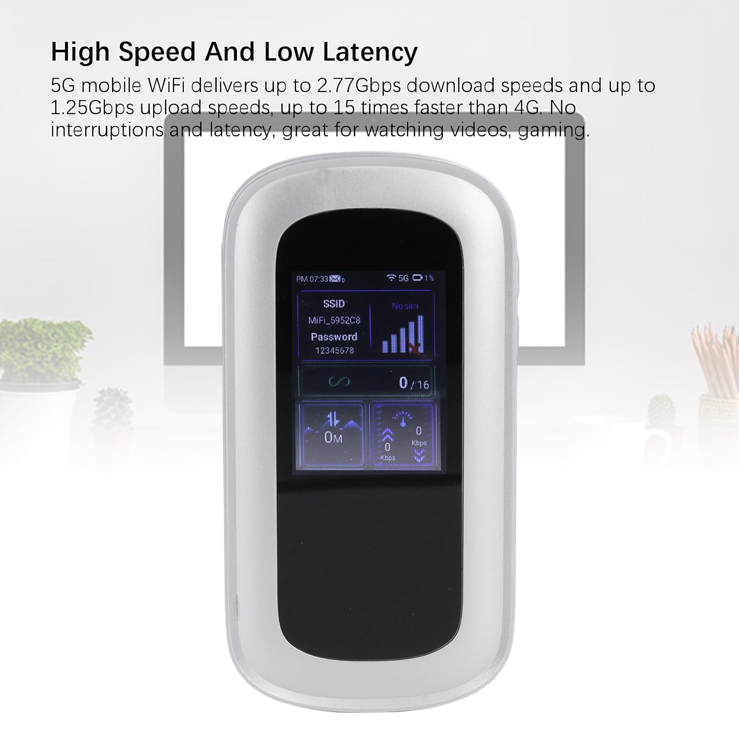 5G Mobile Hotspot, High Speed Portable WiFi Router with Dual Band Connectivity for Travel and Gaming, Silver ABS 135x70x13mm