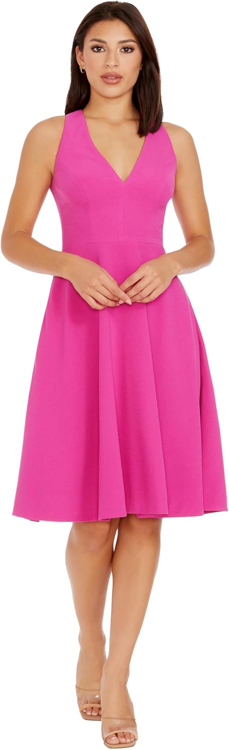 Dress the Population Women's Catalina Solid Sleeveless Fit & Flare Midi Dress