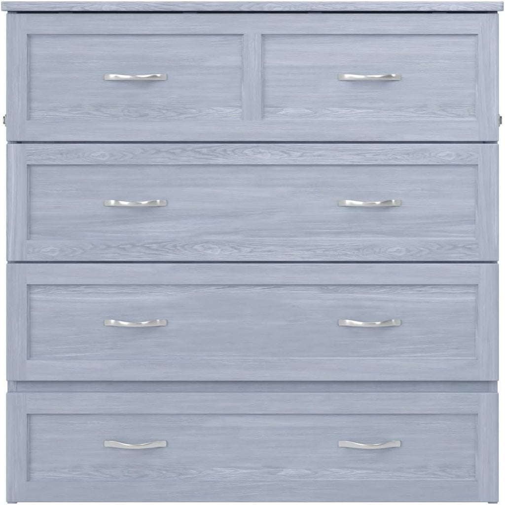 AFI, Northfield Murphy Bed Chest Twin XL with 6' Mattress, Storage Drawer & Built-in USB Charger, Driftwood
