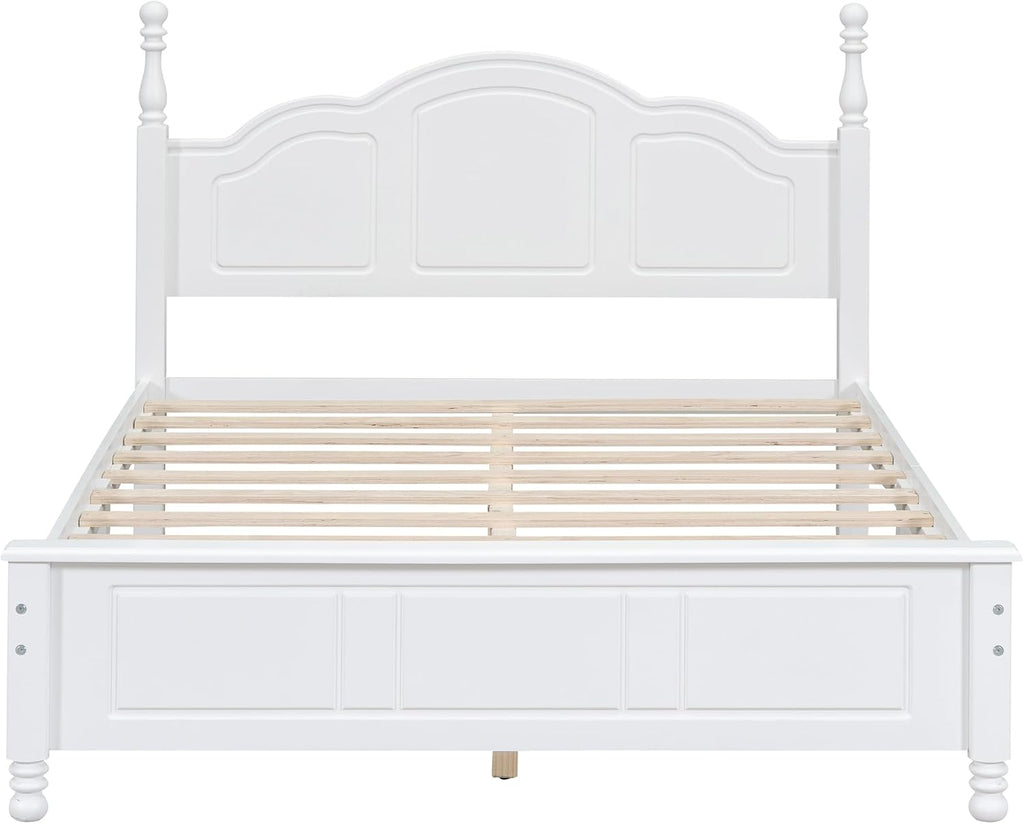 Merax 3 Pieces Modern Wood Bedroom Set with Full Size Platform Bed, 2 Nightstands with Drawers White