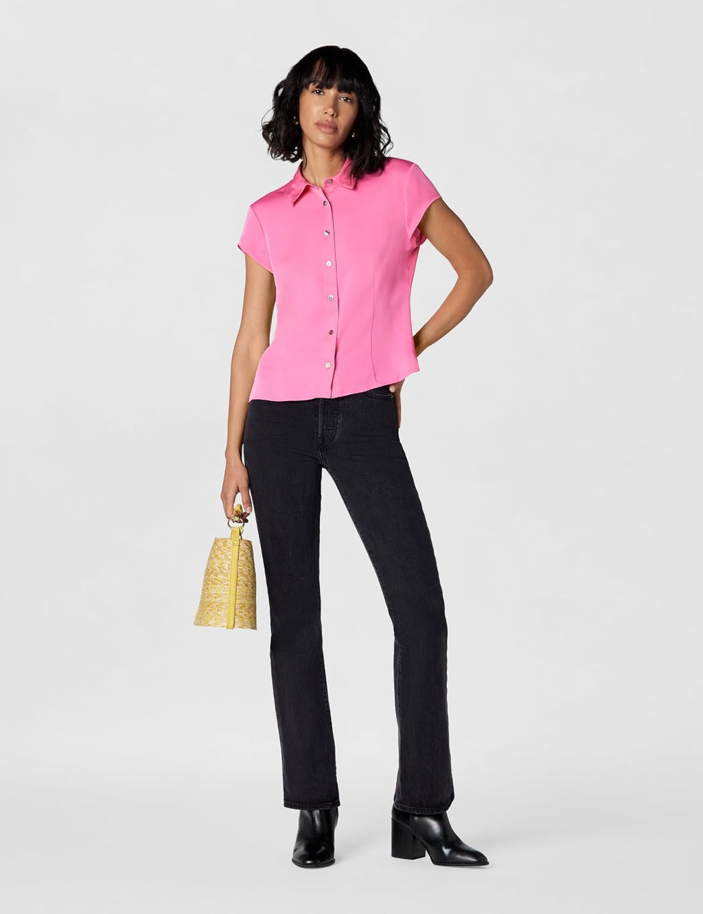 Theory Women's Cap SLV Blouse, Bright Pink, M