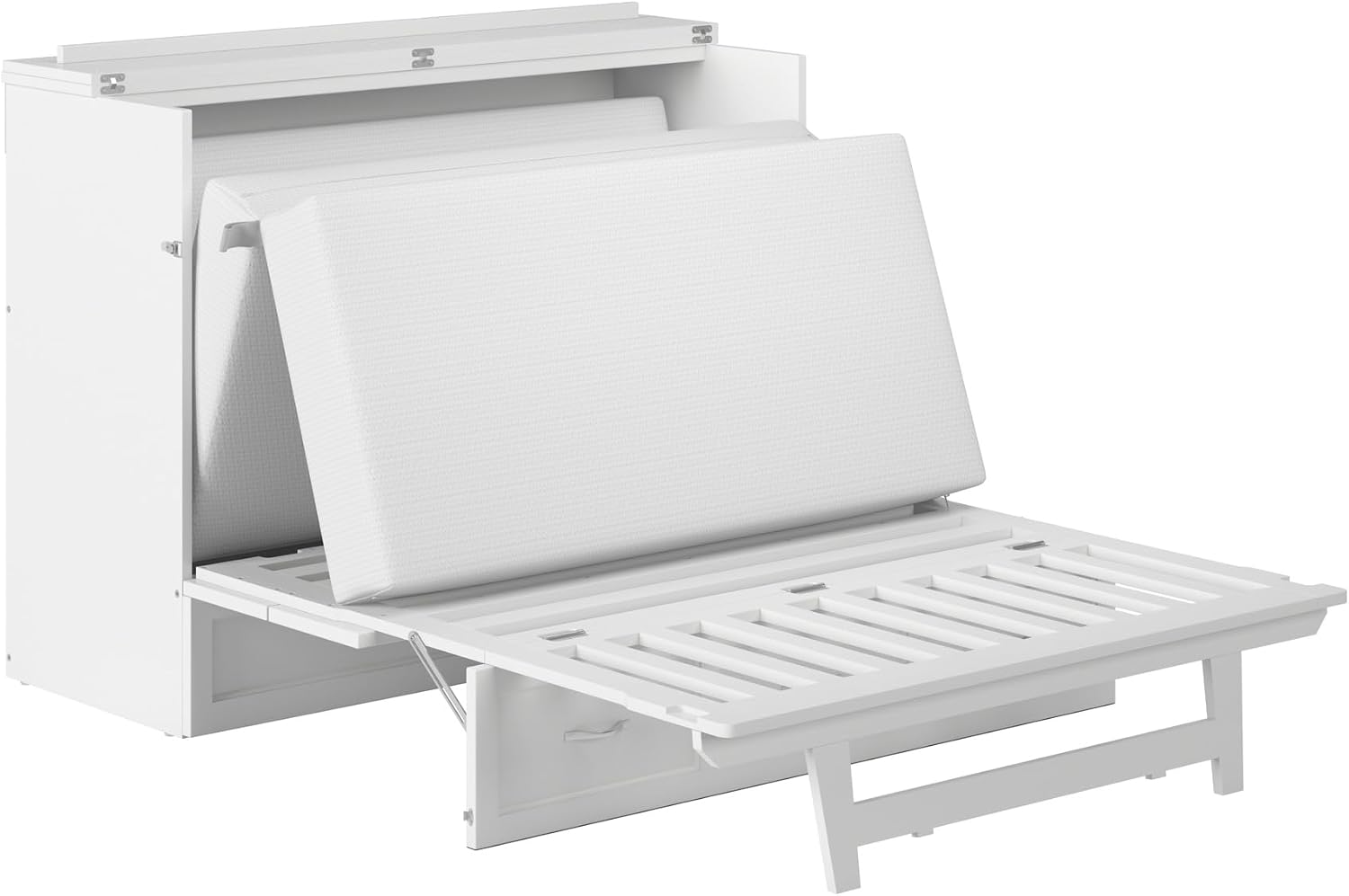 AFI, Northfield Murphy Bed Chest Full with 6' Mattress, Storage Drawer & Built-in USB Charger, White