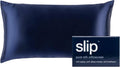 slip King Pure Silk Pillow Case - 100% Pure 22 Momme Mulberry Silk- King Size Standard Pillow Case - Anti-BedHead, Anti-Sleep Crease, Navy (20' x 36')