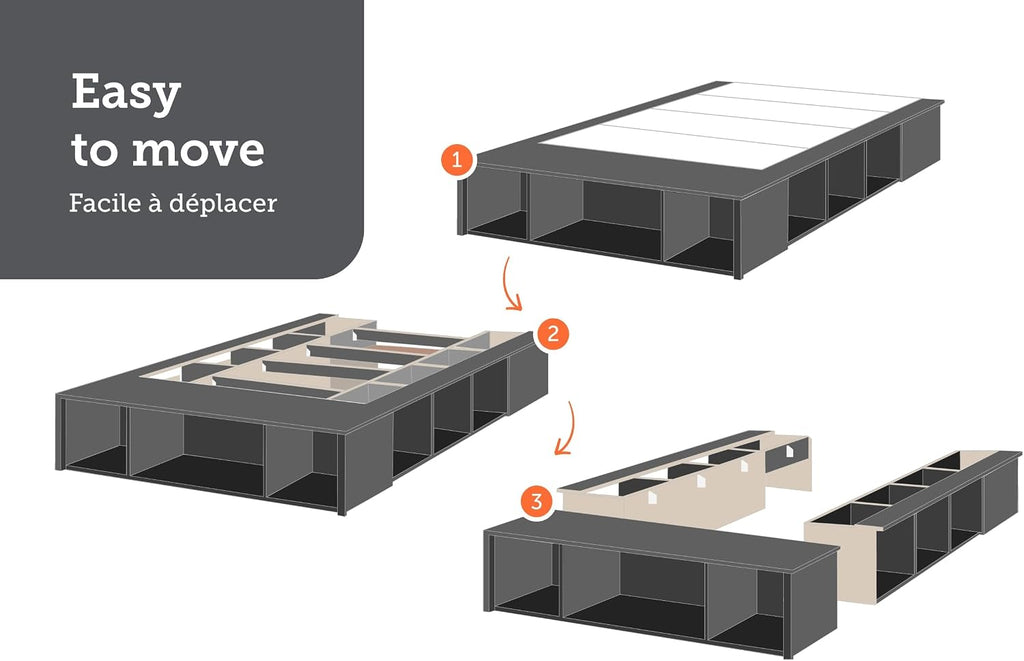 South Shore Flexible Full Platform Bed with Storage and Baskets, Pure White