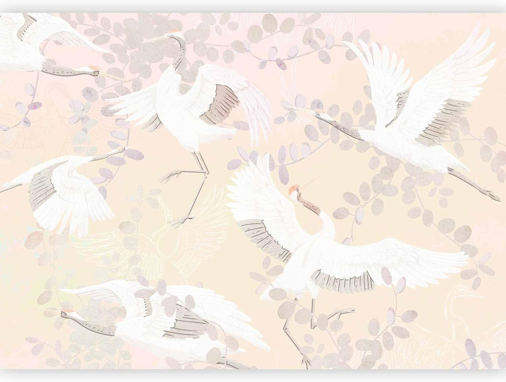 artgeist Premium Wall Mural Nature 157x110 in - Non-Woven Wallpaper Fleece Wall Decor Photo Print Picture Image Design Home Mural Crane Birds Landscape g-C-10094-a-a