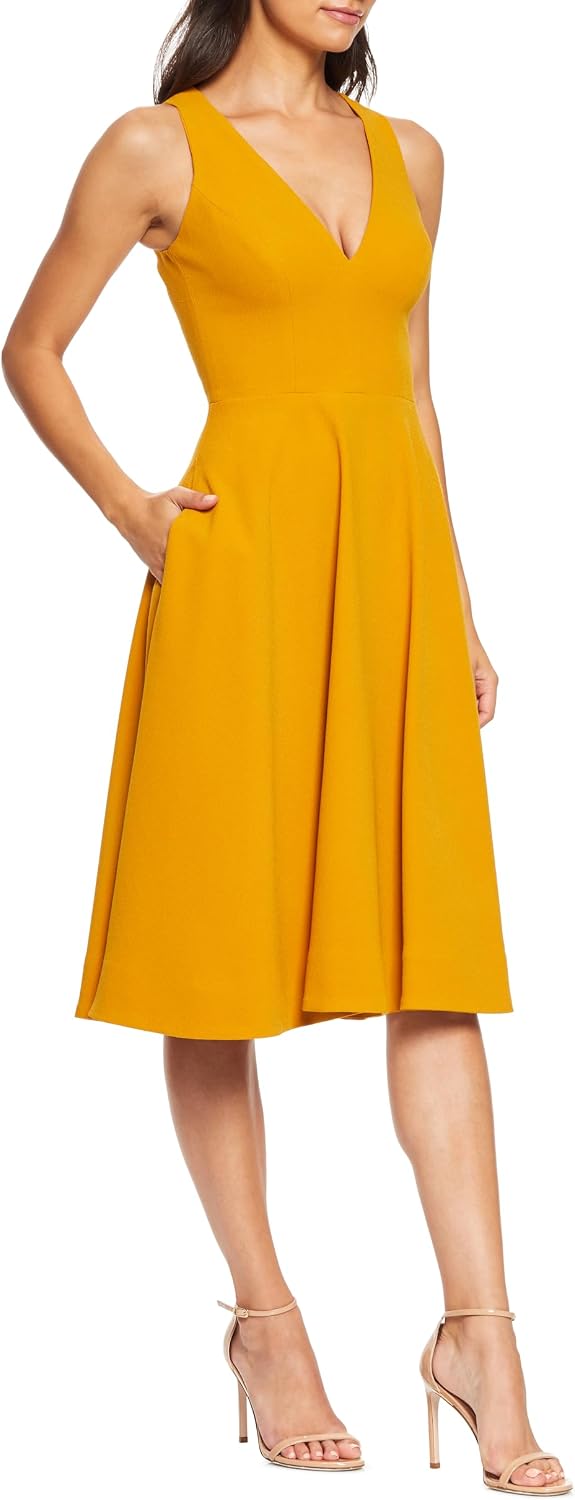 Dress the Population Women's Catalina Solid Sleeveless Fit & Flare Midi Dress