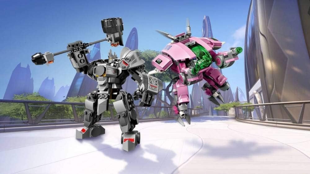 LEGO Overwatch D.Va and Reinhardt 75973 Mech Building Kit with Popular Overwatch Character Minifigures and Buildable Rocket Hammer (455 Pieces)