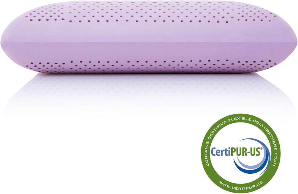 MALOUF Z Zoned Dough Memory Foam Infused with Real Natural Lavender Oil Aromatherapy Pillow Spray Included-Queen, purple