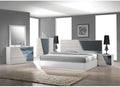 Modern 5-Piece Queen Size Bedroom Set, LED Lighting, High Gloss Lacquer Finish Wooden Bedroom Set, Zebra Gray