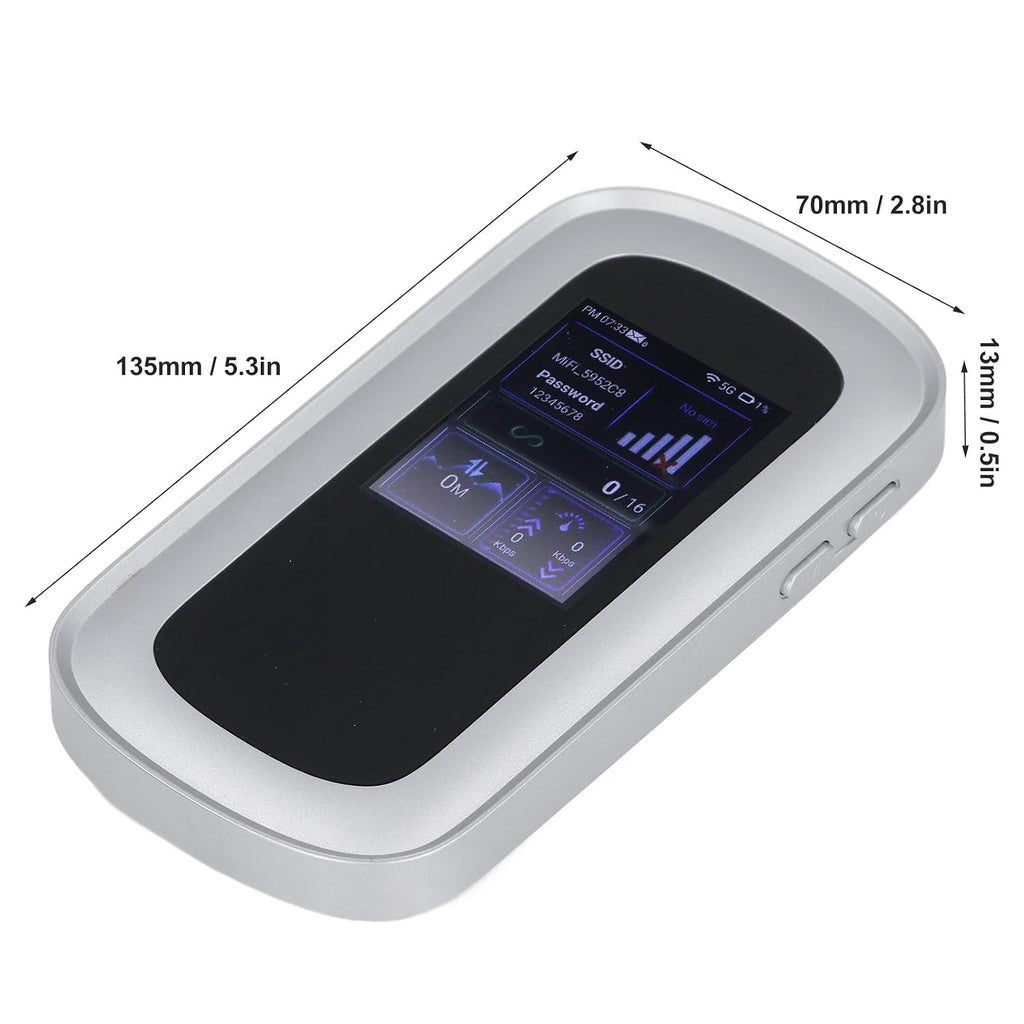5G Mobile Hotspot, High Speed Portable WiFi Router with Dual Band Connectivity for Travel and Gaming, Silver ABS 135x70x13mm