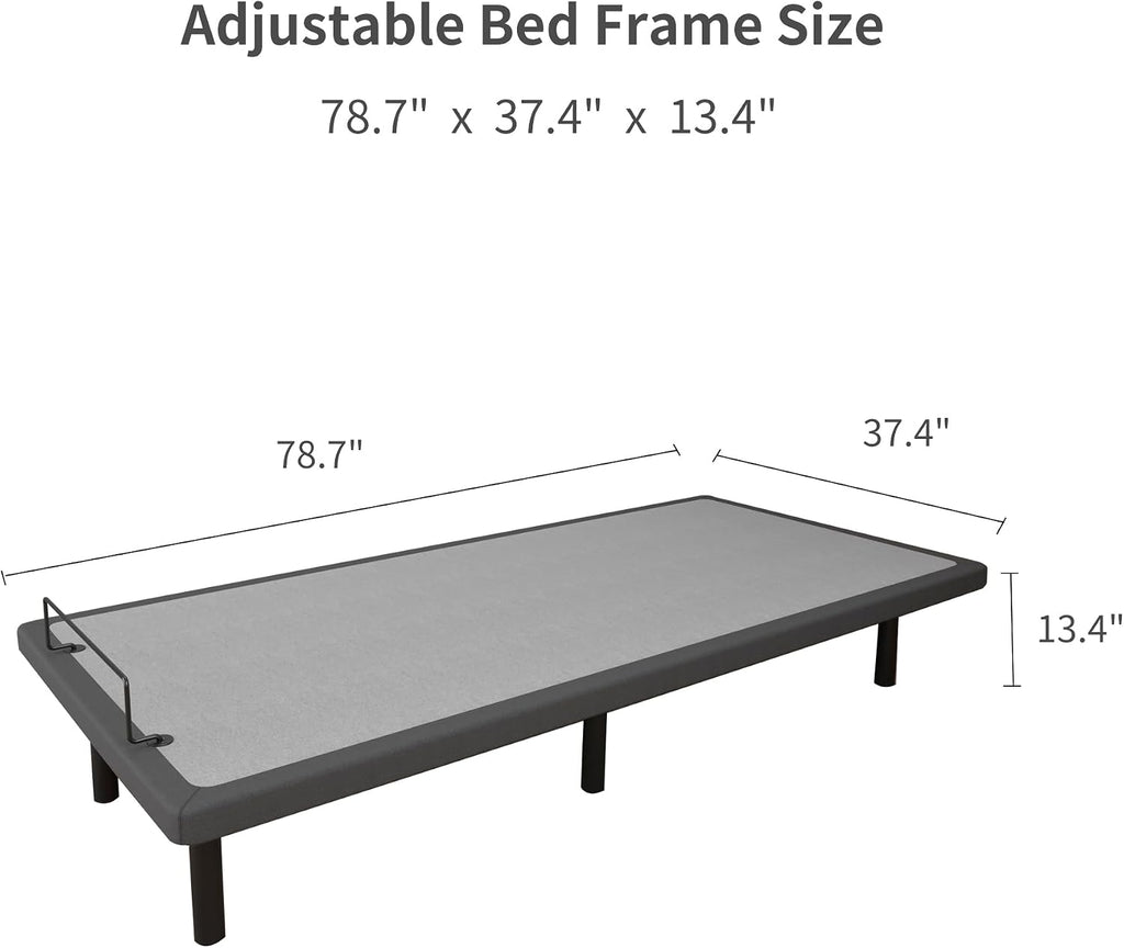 ESHINE Adjustable Bed Frame Split King - Electric Base with Massage, Wireless Remote, Foot&Head Incline, Zero Gravity, Dual USB Ports, Under Bed Light, Split King (2 Twin XL), 3100 Series