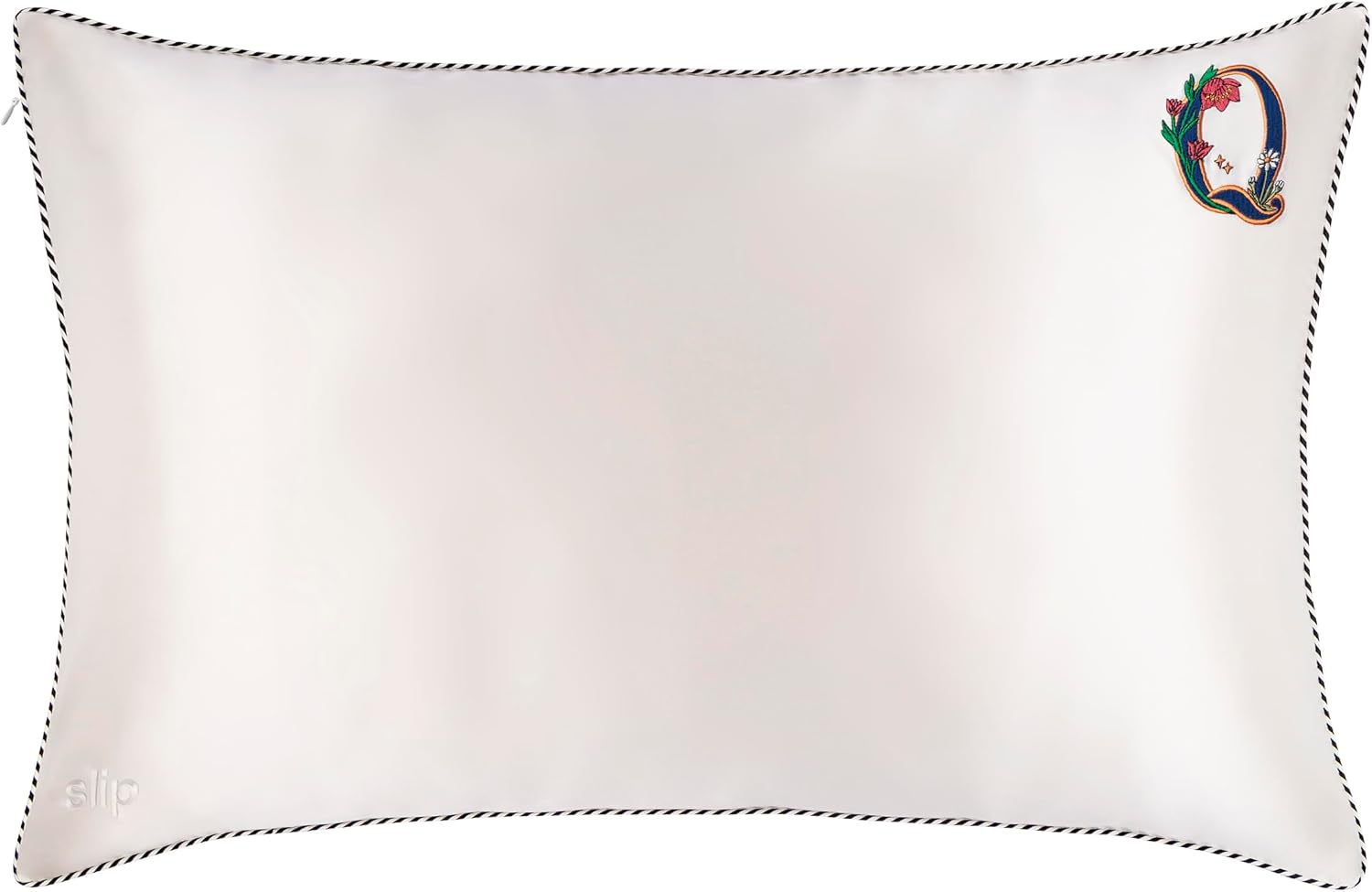 slip The Original Queen Pure Silk Pillow Case - 100% Pure 22 Momme Mulberry Silk - Queen Standard Size - Anti-Aging, Anti-BedHead, Anti-Sleep Crease, Initial Collection: Letter Q (20' x 30')
