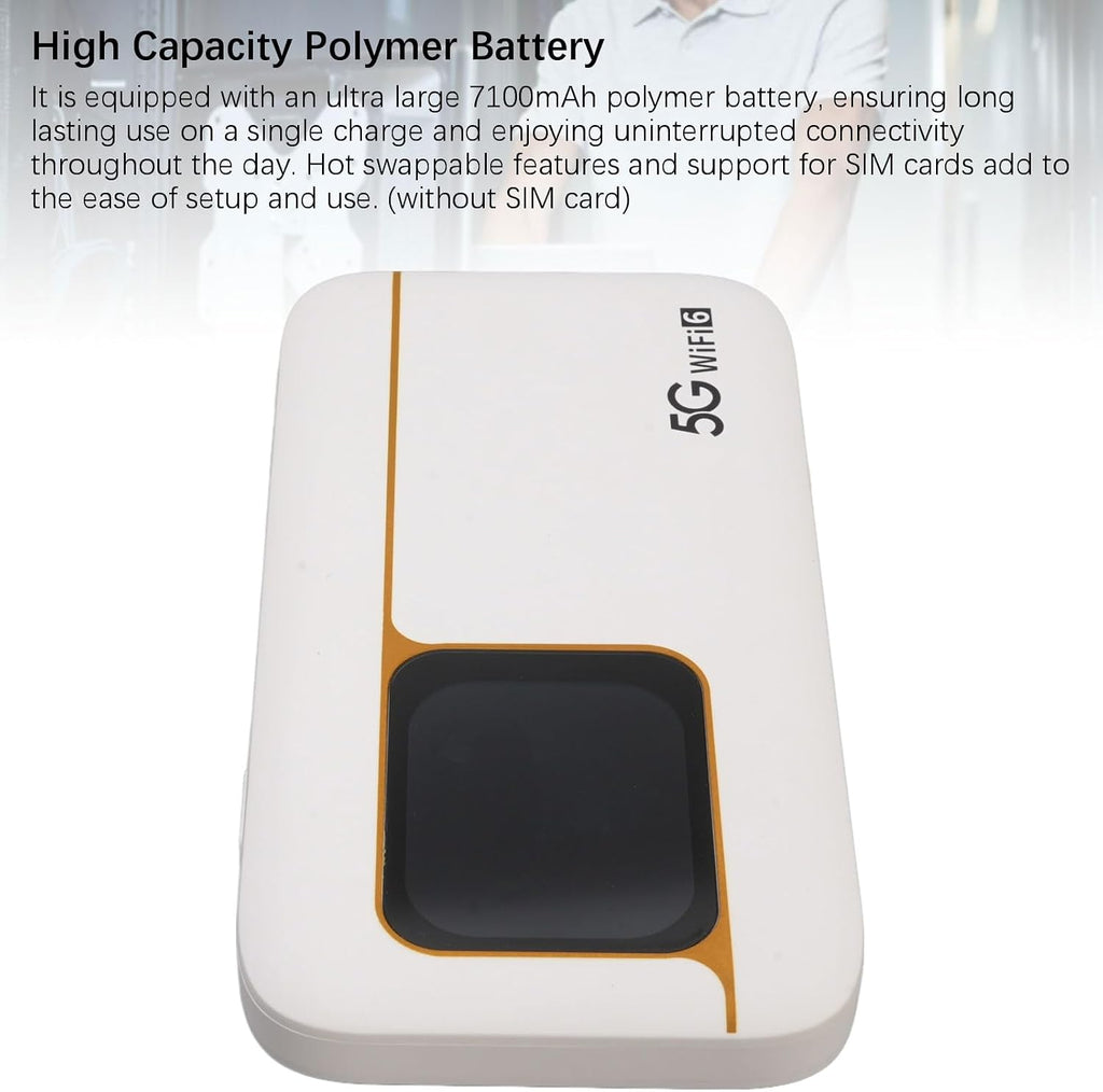 5G Mobile Wi Fi Hotspots, Portable Travel Router, Supports 16 Users, 7100mAh Large Battery, Pocket Wi Fi Device for Secure Internet at Home Or