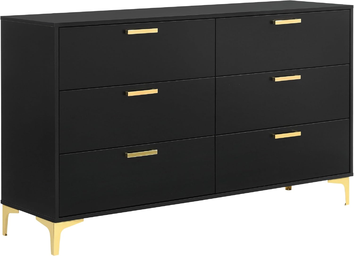 Benzara Dle 5 Piece Queen Bedroom Set, Tufted Black Velvet, Modern Gold Accent