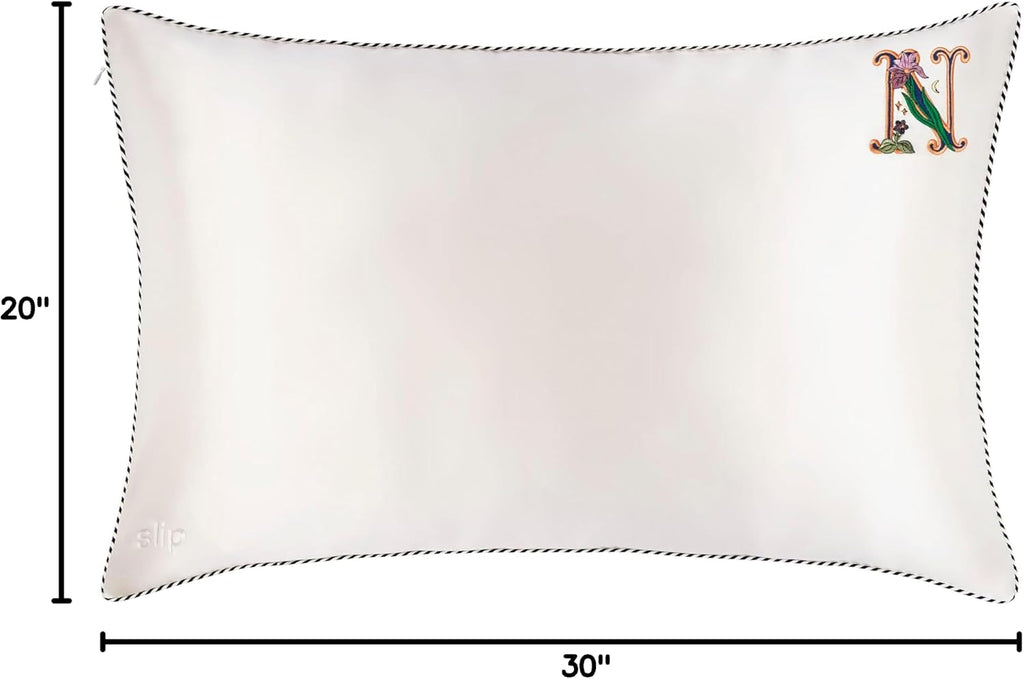 slip The Original Queen Pure Silk Pillow Case - 100% Pure 22 Momme Mulberry Silk - Queen Standard Size - Anti-Aging, Anti-BedHead, Anti-Sleep Crease, Initial Collection: Letter N (20' x 30')