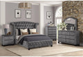 Sophia Queen 5 Pc Upholstery Bedroom Set Made with Wood in Gray