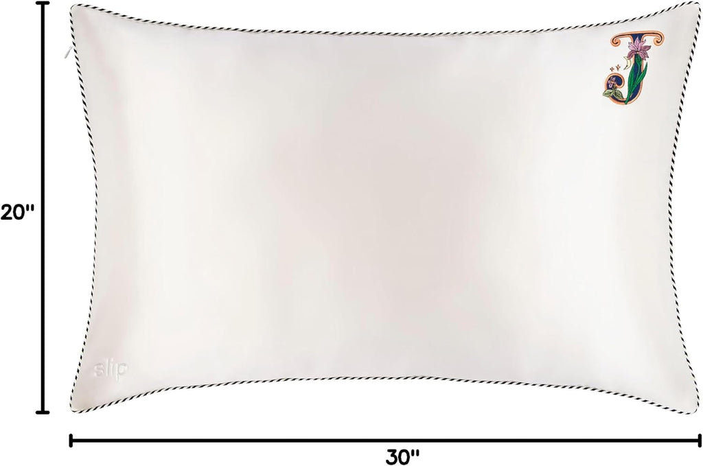 slip The Original Queen Pure Silk Pillow Case - 100% Pure 22 Momme Mulberry Silk - Queen Standard Size - Anti-Aging, Anti-BedHead, Anti-Sleep Crease, Initial Collection: Letter J (20' x 30')