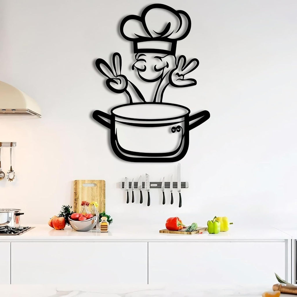 KingGenius Kitchen Metal Wall Art,Chef Restaurant Wall Decor,Home Kitchen Gifts (Black, 22'x30'/56x76cm, Metal Wall Art)