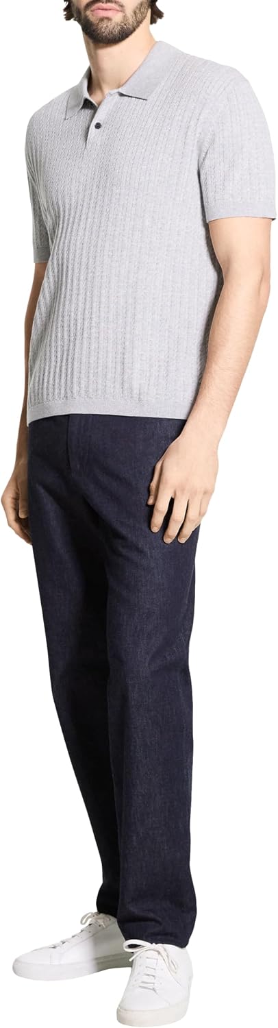 Theory Men's Short Sleeve Cable Polo in Eco Breach
