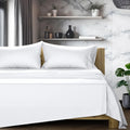 TEXAS LINEN CO. 100% Egyptian Cotton Queen Sheets Set - Luxury 1200 Series Star Sleepin' Collection Egyptian Cotton Sheets Queen Size (4 PC, White), 17' Deep Pocket, Cooling Sateen Hotel Bedding Set