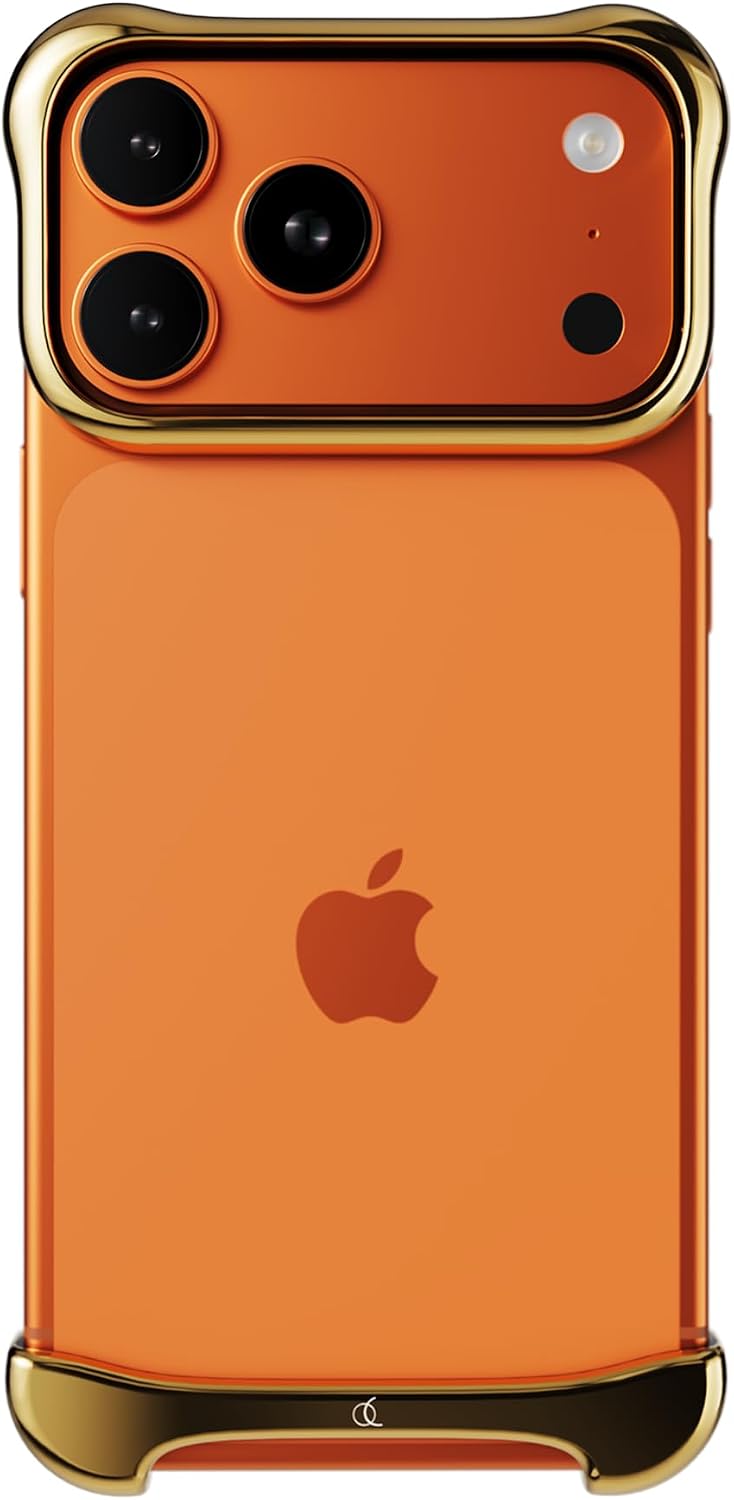 Arc Pulse Compatible with iPhone 17 Pro Max Phone Case (2025), Minimalist Protective Shock Absorption Aerospace Grade Aluminum Shells + Elastomer Inlays Easy Fit 6.9 inch Gold