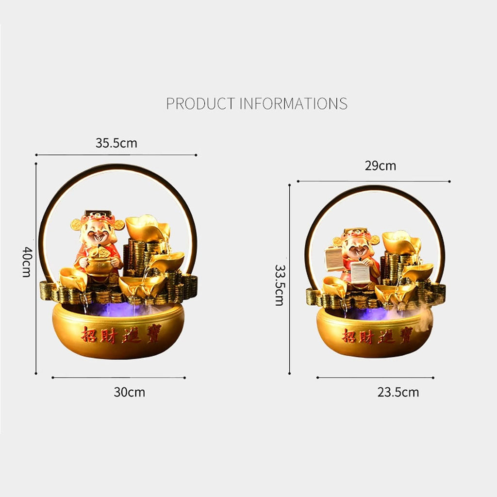 Desk Fountain Lucky Tabletop Fountain Waterfall Tabletop Electric Fountain Decoration with LED Lights Indoor Portable Tabletop Decoration Water Fountain Indoor(Large)