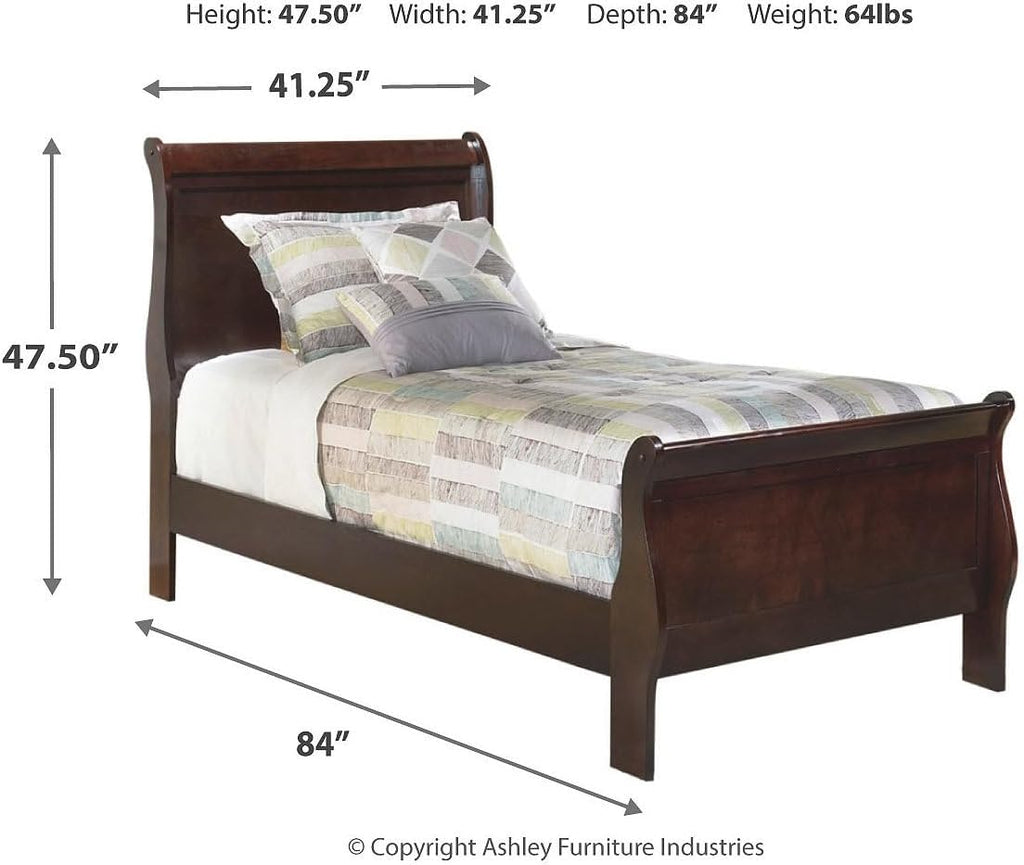 Signature Design by Ashley Alisdair Traditional Twin Sleigh Bed, Foundation or Box Spring Needed, Dark Brown