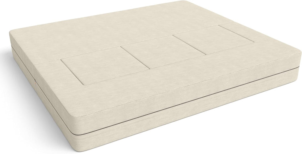 Jaxx Zipline Convertible Sleeper Sofa & Three Ottomans/California King-Size Bed, Textured Microvelvet - Ivory