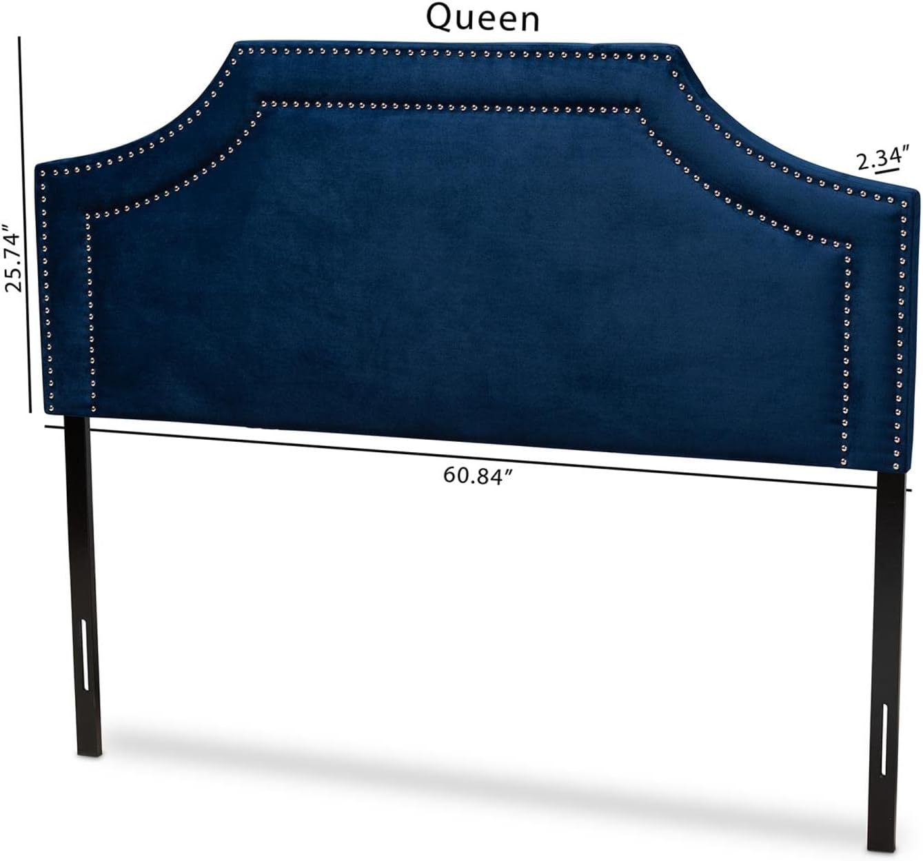 Baxton Studio Avignon Modern and Contemporary Navy Blue Velvet Fabric Upholstered Queen Size Headboard