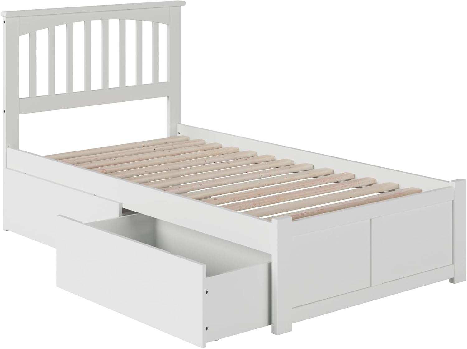 AFI, Mission Twin Platform Bed with Footboard & Storage Drawers, White