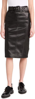 Theory Women's Belted Seam Faux Leather Skirt