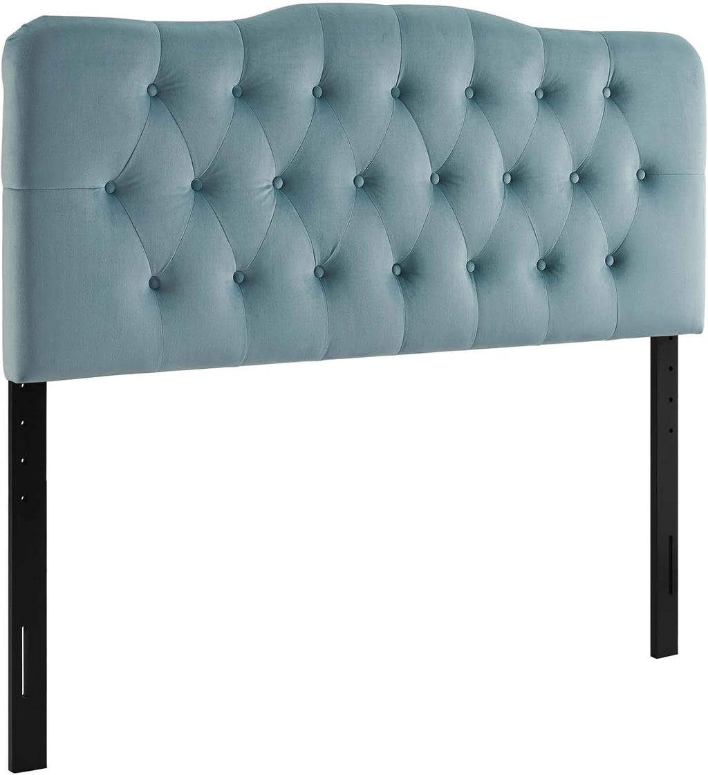 Modway Annabel Diamond Tufted Performance Velvet Full Headboard in Light Blue