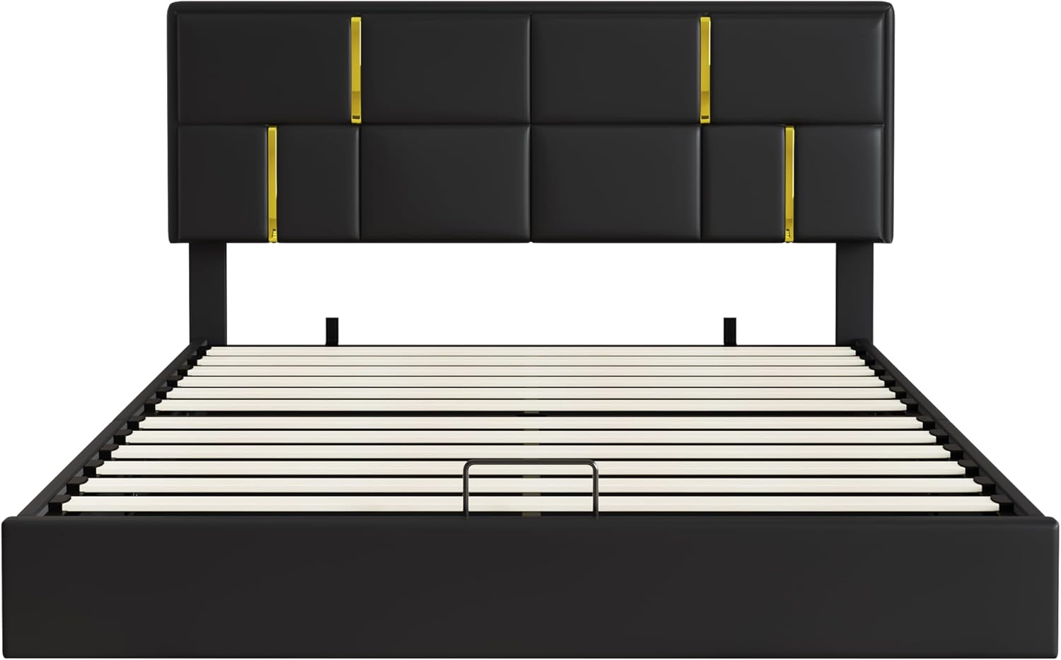 JIVOIT Elegant Design 2-Pieces Bedroom Sets, Queen Size Upholstered Platform Bed with Hydraulic Storage System, Upholstered Storage Ottoman with Metal Legs, Space Saving Design (Black,Sets,5)