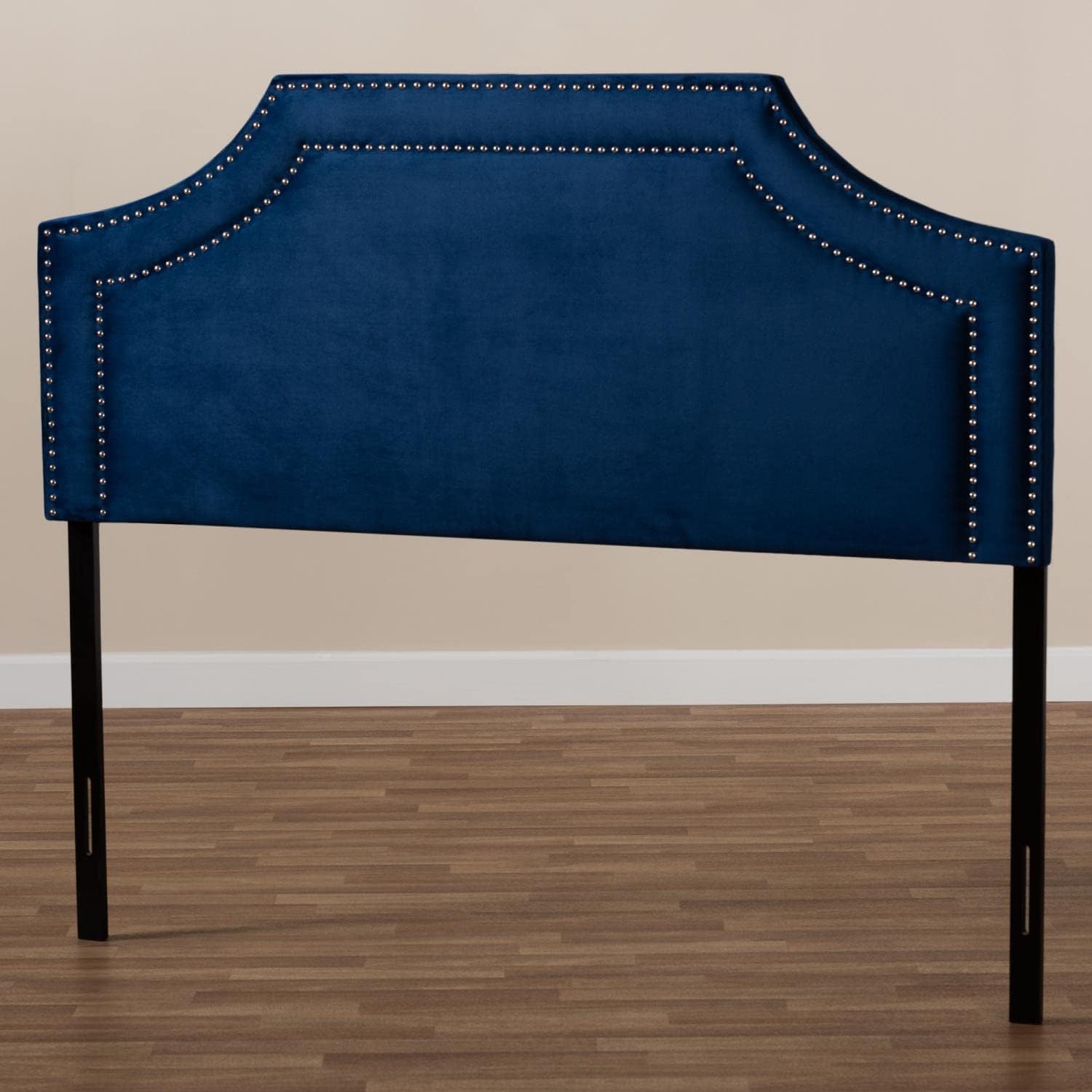 Baxton Studio Avignon Modern and Contemporary Navy Blue Velvet Fabric Upholstered Queen Size Headboard