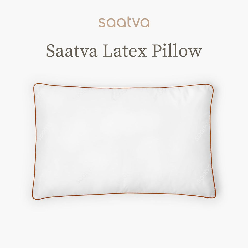 Saatva Latex Pillow - Standard Loft (4' - 5') - Hypoallergenic Pillow with Shredded Latex Core - Breathable - Machine Washable Organic Cotton Cover - King (34'x18') 1 Pack