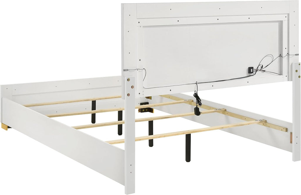 Coaster Home Furnishings Marceline Contemporary 5-Piece Bedroom Set Queen Size LED Panel Bed Frame 51-inch Headboard White 222931Q-S5