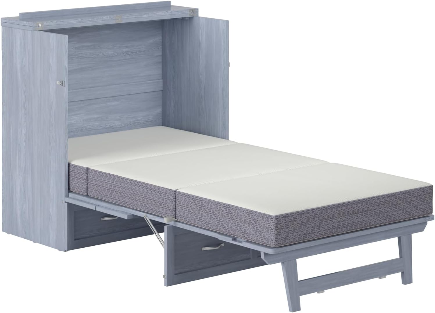 AFI, Northfield Murphy Bed Chest Twin XL with 6' Mattress, Storage Drawer & Built-in USB Charger, Driftwood