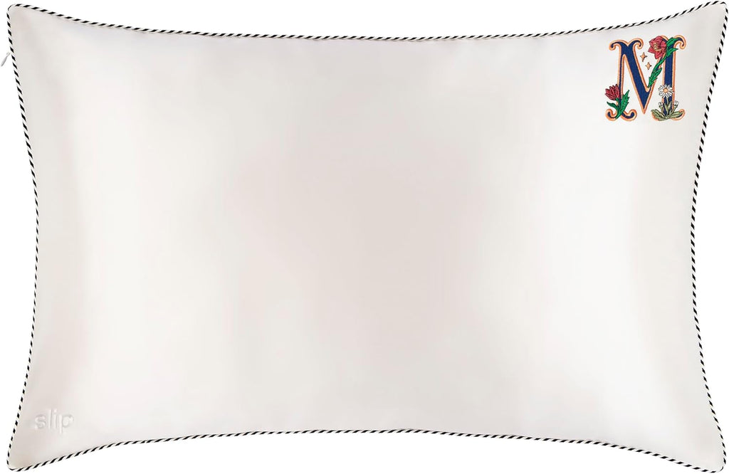 slip The Original Queen Pure Silk Pillow Case - 100% Pure 22 Momme Mulberry Silk - Queen Standard Size - Anti-Aging, Anti-BedHead, Anti-Sleep Crease, Initial Collection: Letter M (20' x 30')