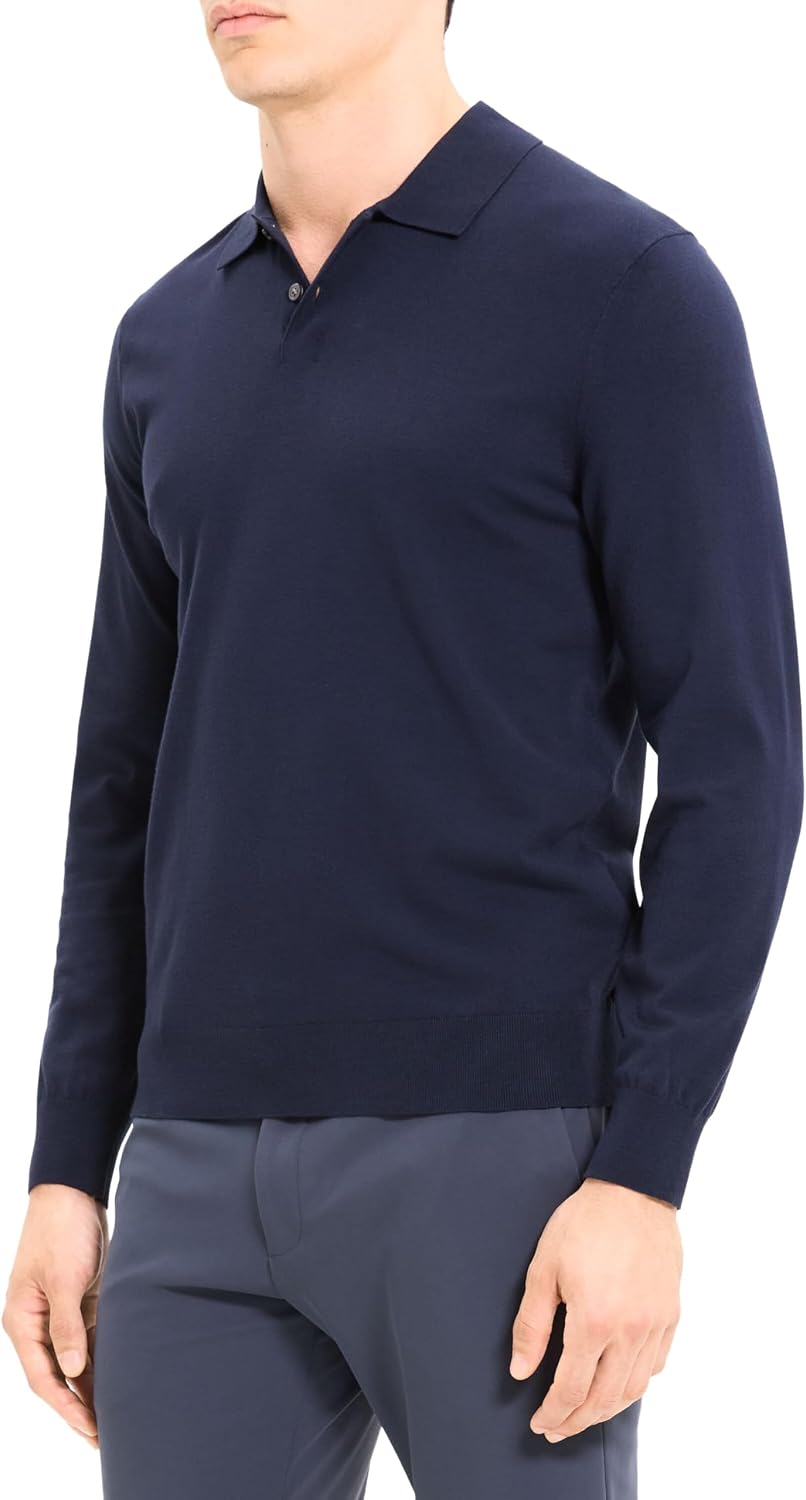 Theory Men's Goris Polo Long Sleeve in Light Bilen