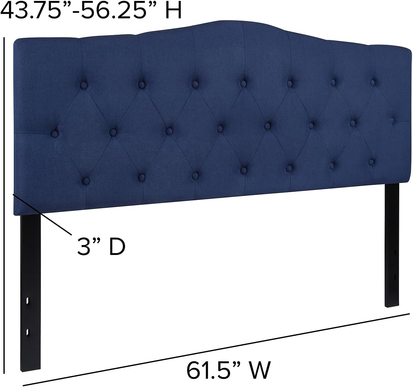 Flash Furniture Cambridge Button Tufted and Diamond Stitched Upholstered Queen Size Headboard in Navy Fabric