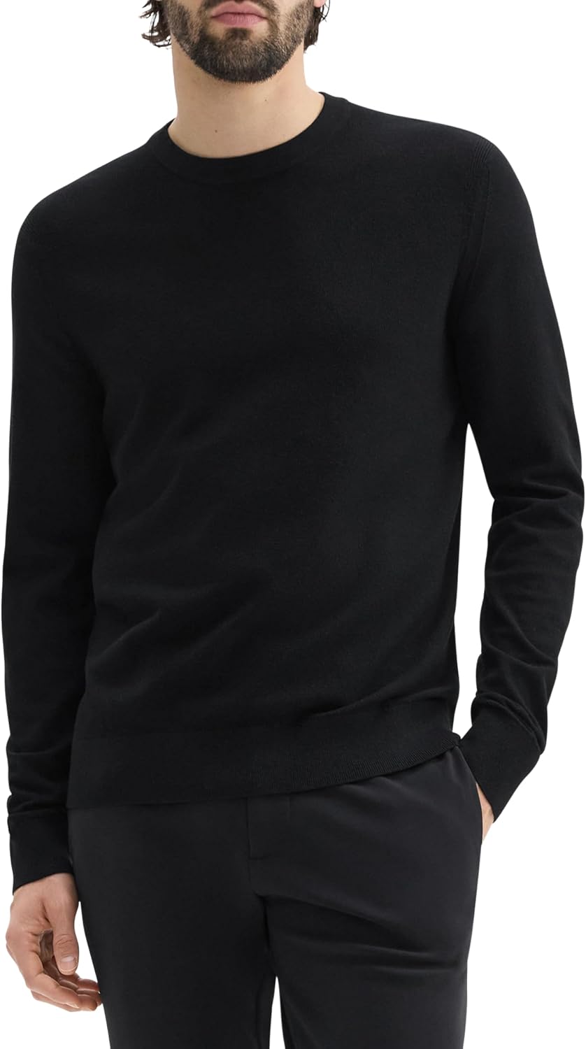 Theory Men's Riland Crewneck Grid in Light Bilen