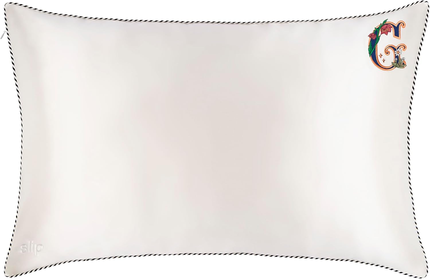 slip The Original Queen Pure Silk Pillow Case - 100% Pure 22 Momme Mulberry Silk - Queen Standard Size - Anti-Aging, Anti-BedHead, Anti-Sleep Crease, Initial Collection: Letter G (20' x 30')