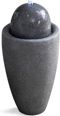 XBrand 26' Modern Sphere Water Fountain with LED Light – Indoor Outdoor Stone Texture Floor Fountain, Zen Bubbling Ball Water Feature for Garden Patio Porch - Gray