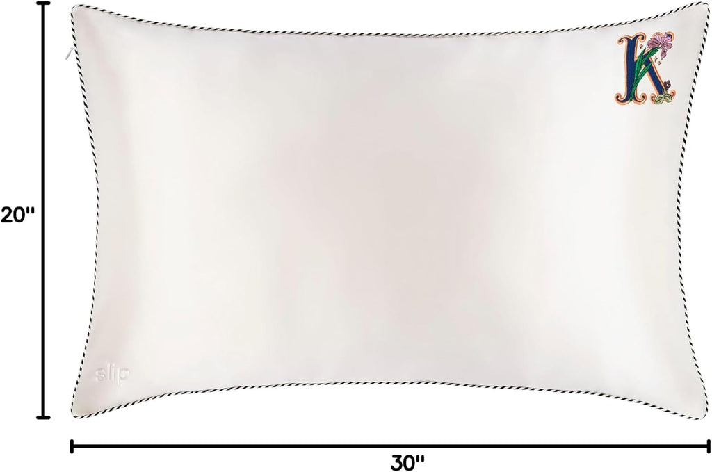 slip The Original Queen Pure Silk Pillow Case - 100% Pure 22 Momme Mulberry Silk - Queen Standard Size - Anti-Aging, Anti-BedHead, Anti-Sleep Crease, Initial Collection: Letter K (20' x 30')