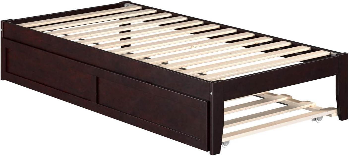 AFI Colorado Twin Size Platform Bed with Twin Trundle and Charging Station in Espresso