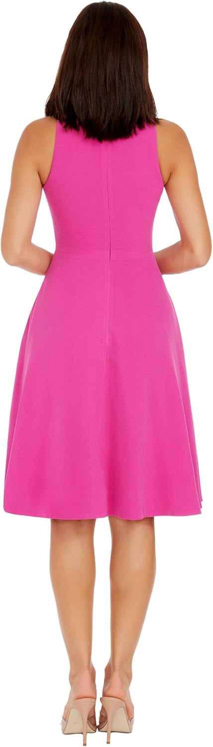 Dress the Population Women's Catalina Solid Sleeveless Fit & Flare Midi Dress