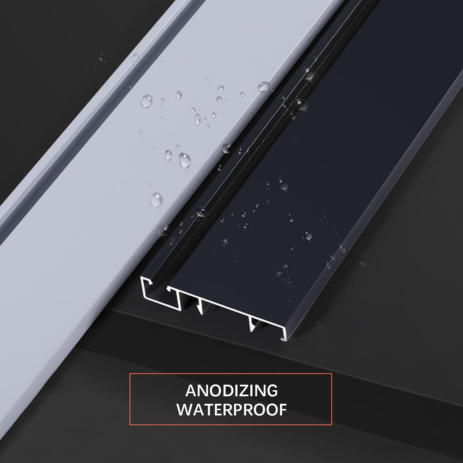 LED Aluminium Baseboard Molding Trim Height 80mm (3.15') Length 1200mm (3.94ft) Metal Wall Base Snap-on Aluminium Skirting Trim - Elevate Your Home Décor (Black, 10pcs)