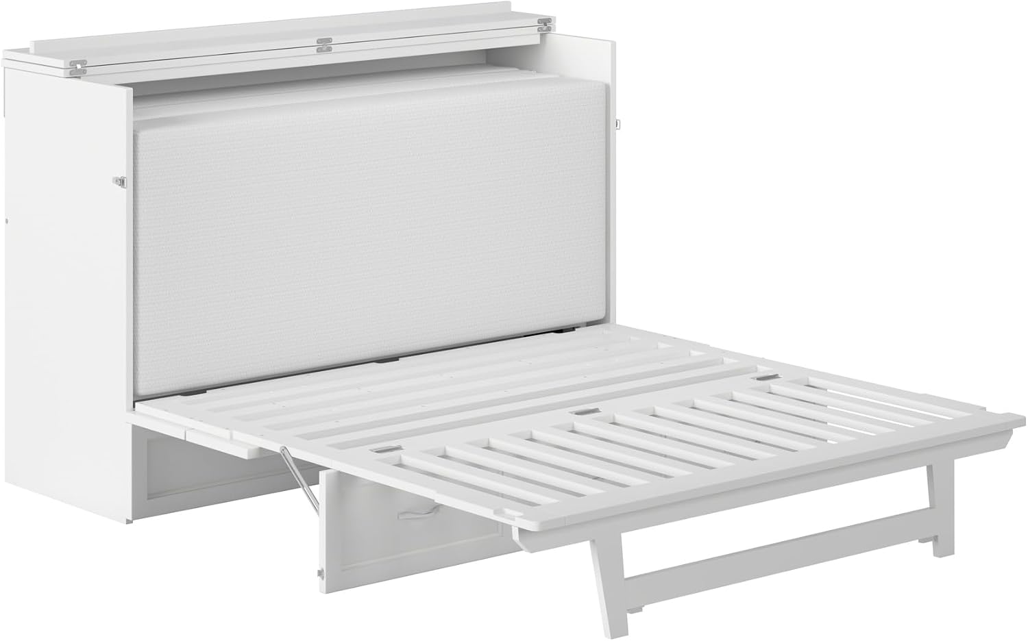 AFI Northfield Queen Size Murphy Bed Chest with Mattress, Storage, & Built-in Charger in White