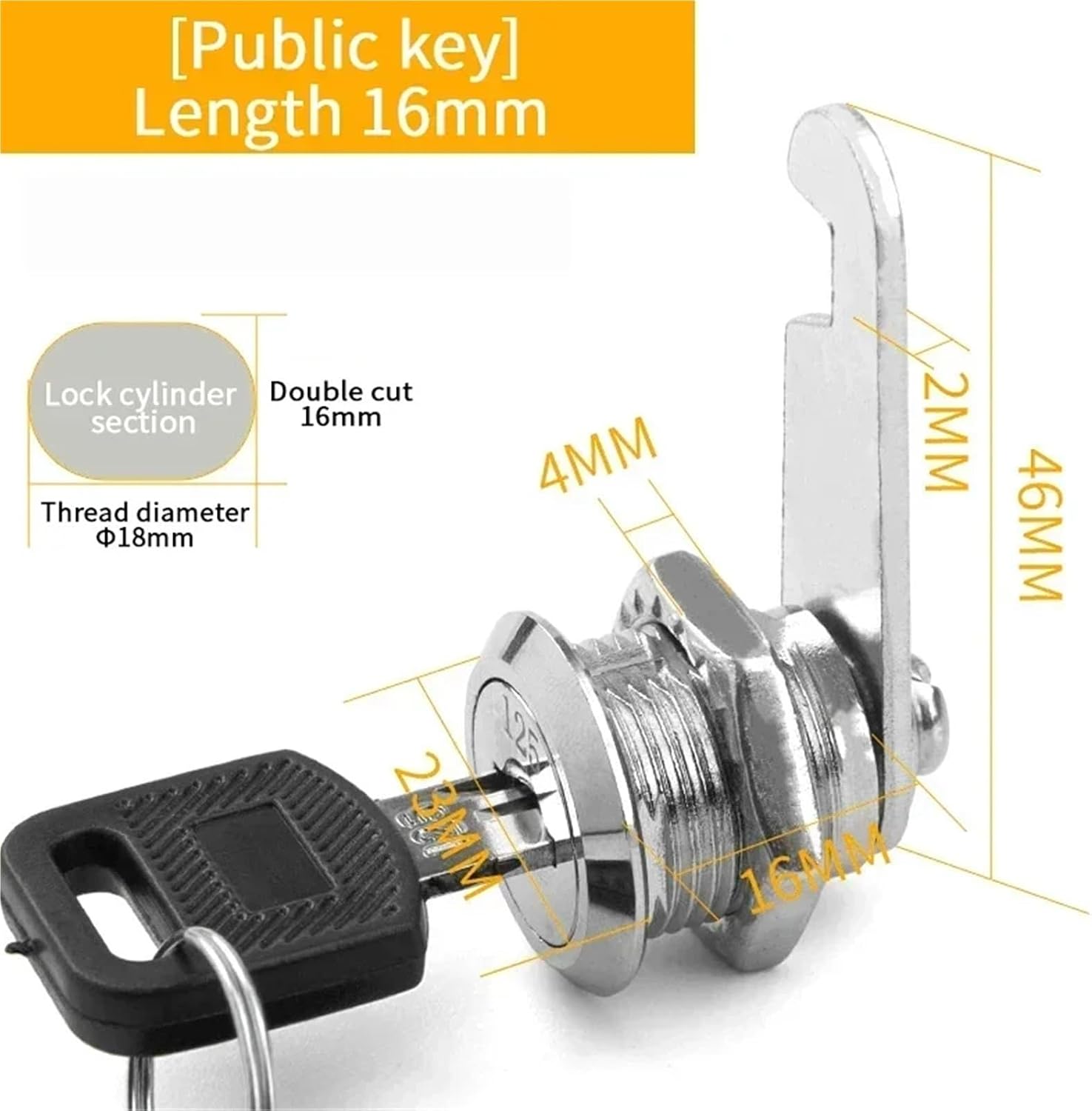 5/20 Sets Drawer Lock with Keys Furniture Hardware Cam Lock for Mailbox 16MM/20MM/25MM/30MM(Orange,20 Sets)