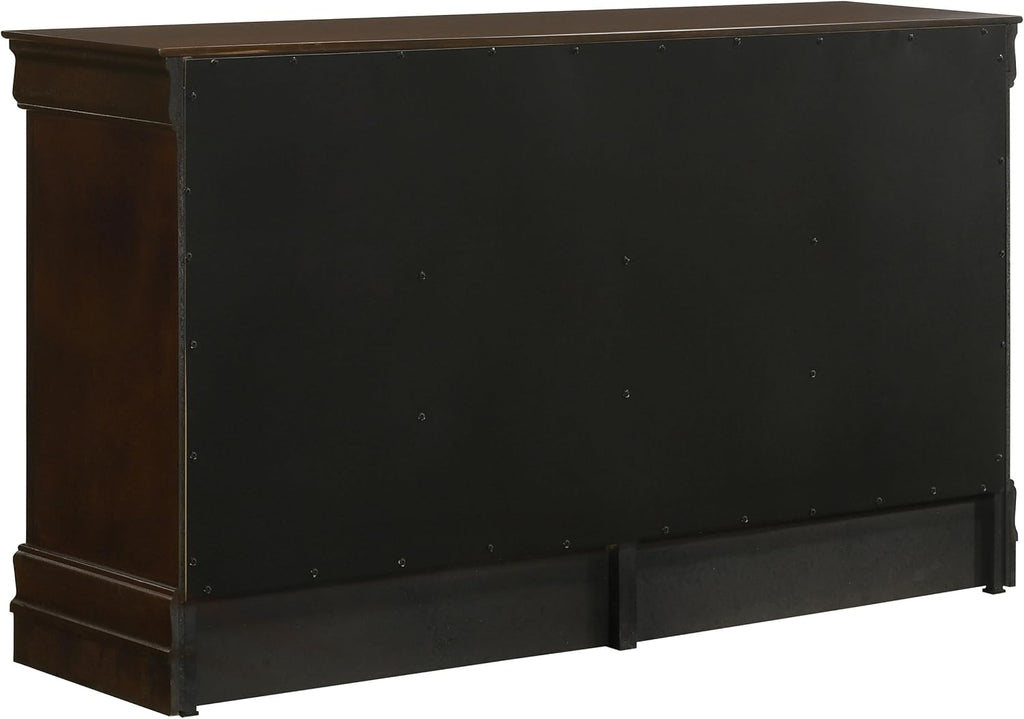 Coaster Home Furnishings Louis Philippe 4-piece Bedroom Set Twin Size Traditional Wooden Sleigh Bed Frame 47-Inch Panel Headboard Nightstand Dresser and Mirror Cappuccino Brown 202411T-S4